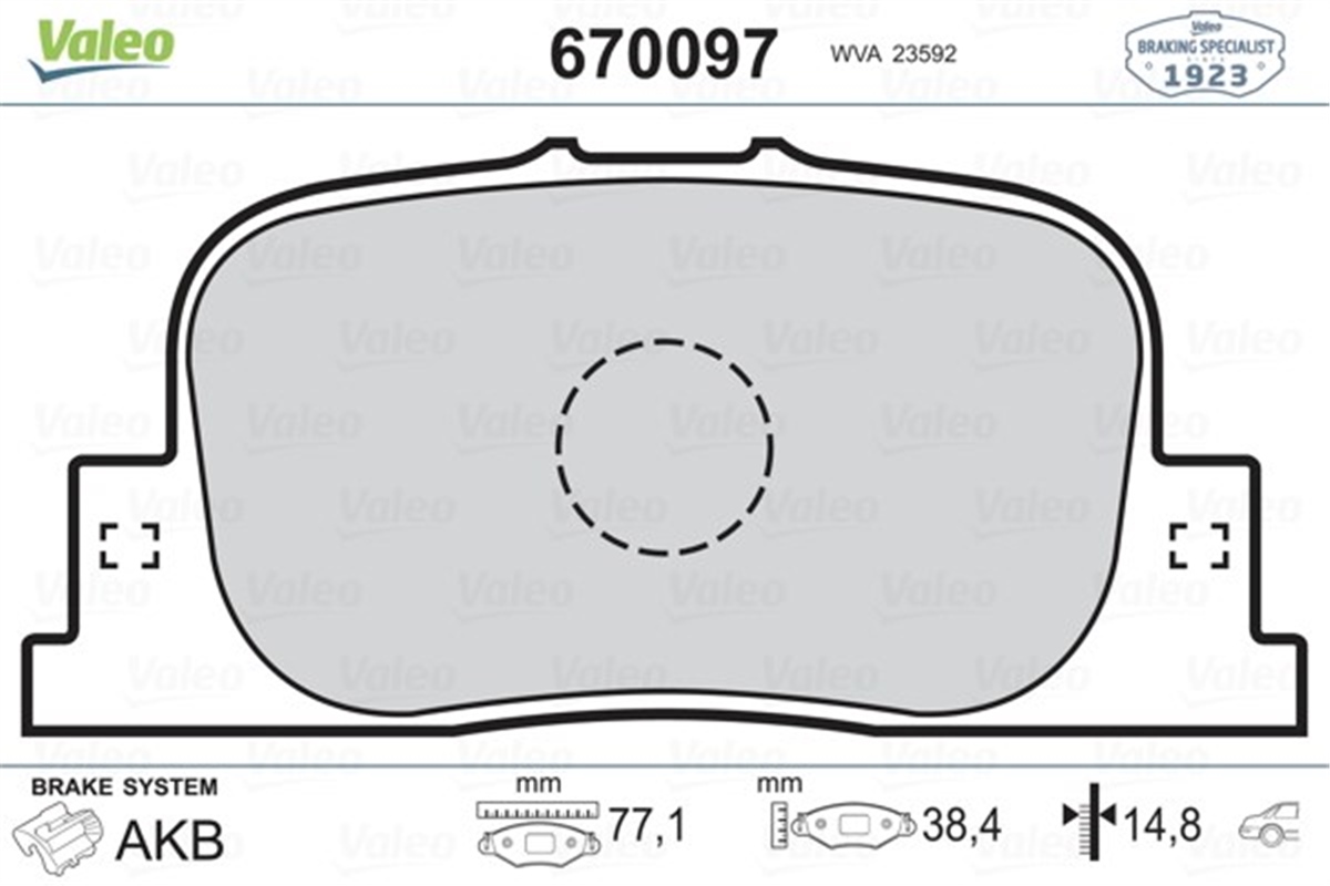 TOYOTAARKA BALATA TOYOTA CAMRY 96-01 VALEO 670097VALEOVALEO 670097