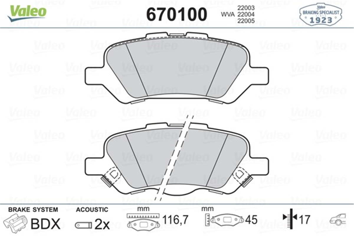 TOYOTAARKA BALATA TOYOTA VENZA 08 VALEO 670100VALEOVALEO 670100