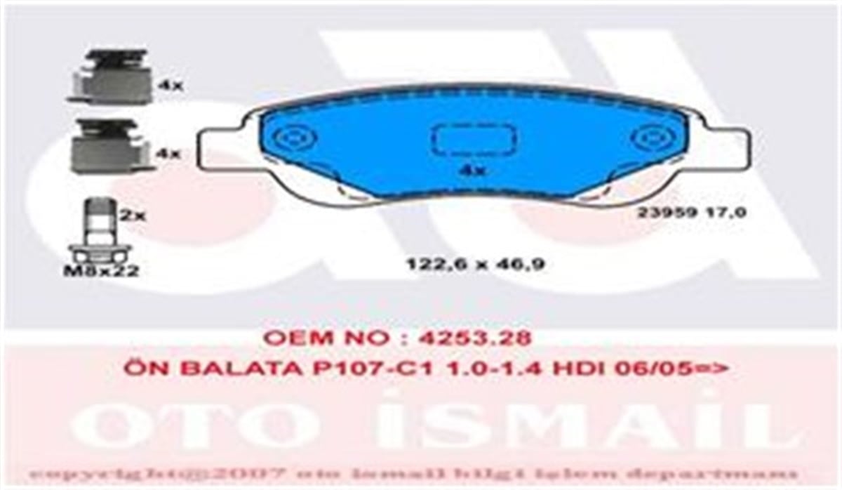 TOYOTAÖN BALATA P107 06-05 P108 14 C1 1.0 1.4HDİ 6.05 1.0 1.2VTİ 14 TOYOTA AYGO 1.0 1.4 HDİ 7.05 TRW GDB1633TRWTRW GDB1633