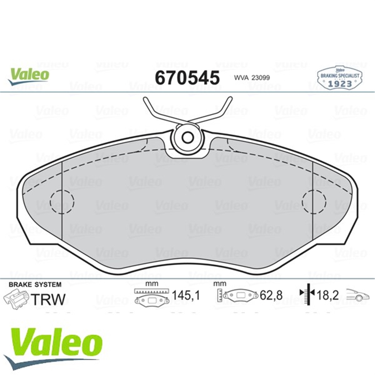 TRAFICÖN BALATA TRAFIC 1.9-ESPACE 98-02 VALEO 670545VALEOVALEO 670545