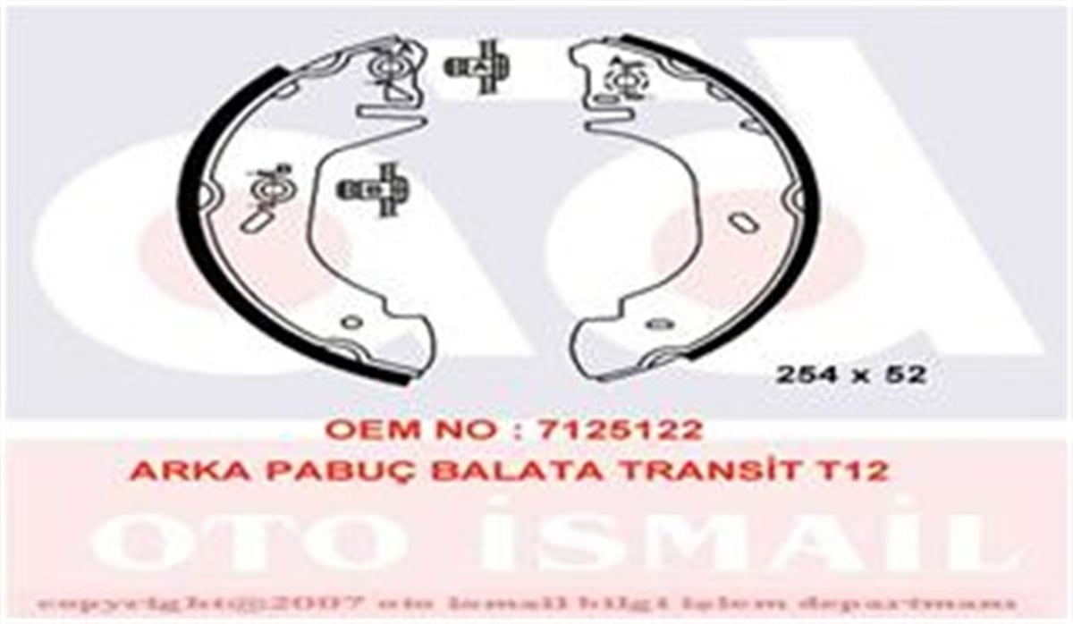 TRANSITARKA PABUÇ BALATA TRANSIT T12 2.0 2.5DI 2.5TD 94-00 254X52 VALEO 562637VALEOVALEO 562637