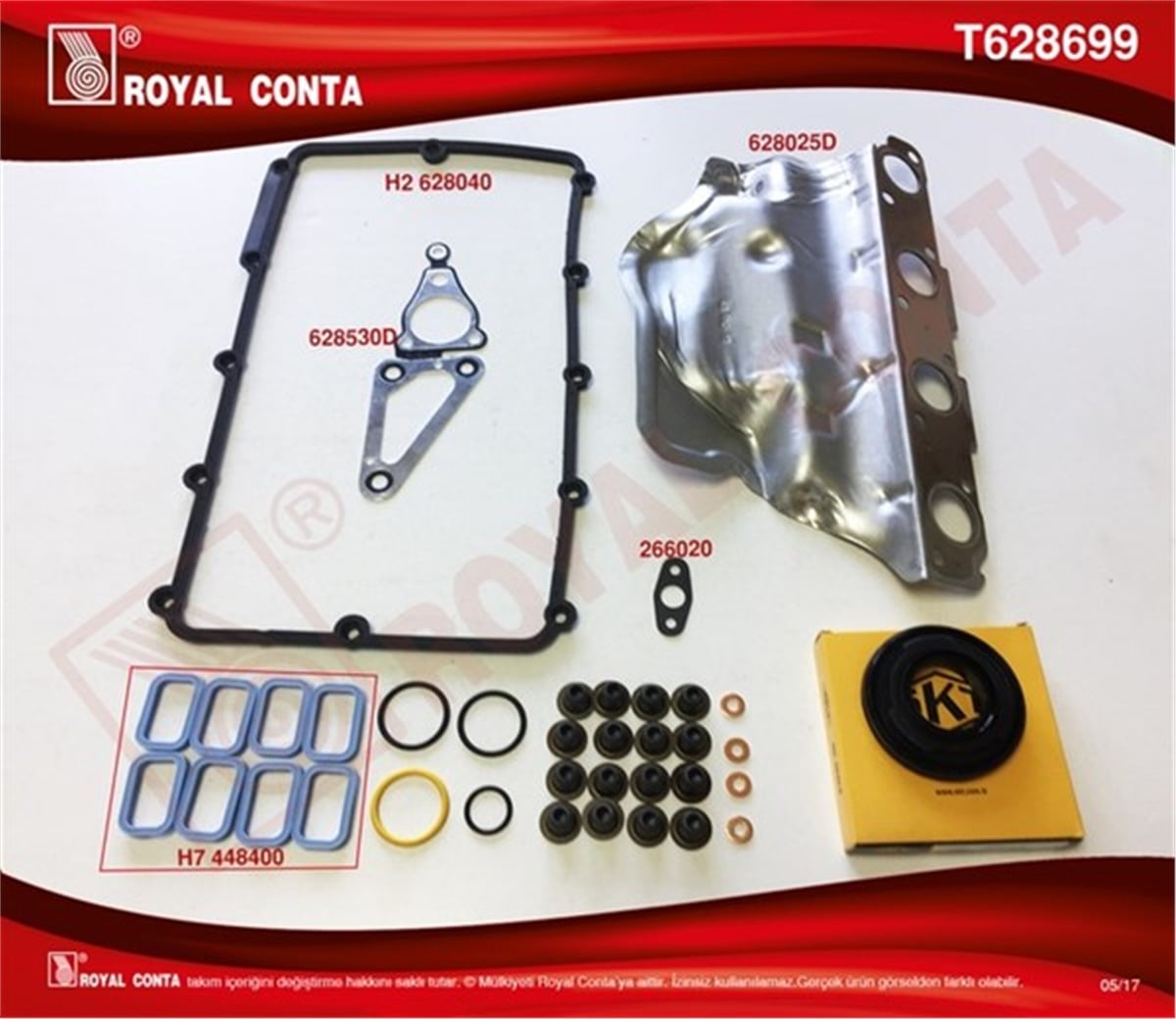 TRANSITÜST TAKIM CONTA SKT KEÇ. SUBP.LASTİK SİLİNDİR KAPAK CONTASI SİZ TRANSİT 2.2 TDCİ EURO5 ÖNDEN ÇEKER ROYAL T628699ROYALROYAL T628699