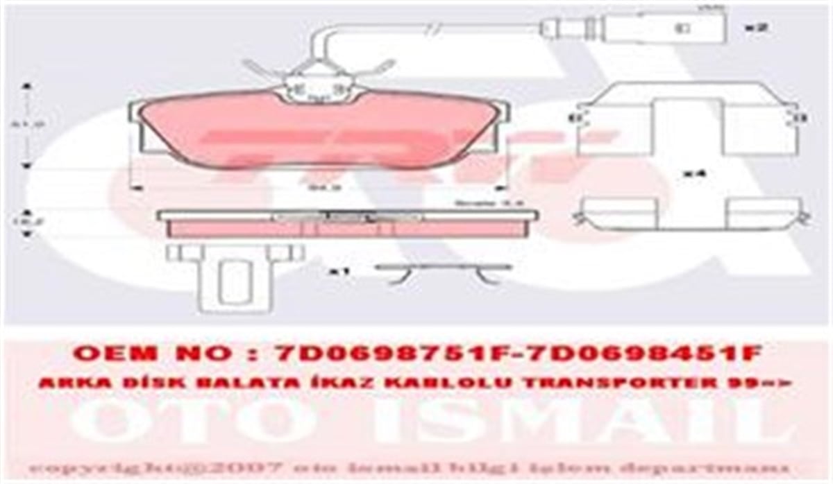TRANSPORTERARKA BALATA FİŞLİ TRANSPORTER T4 90-4.03 SHARAN 96 10 ALHAMBRA 96-10 TRW GDB1326TRWTRW GDB1326