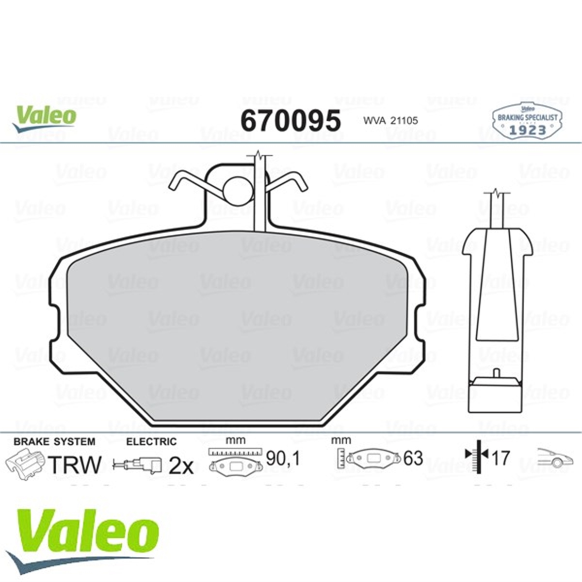 UNOÖN BALATA FİŞLİ TEMPRA-TIPO UNO 1.4-1.6 PANDA 85-04 VALEO 670095VALEOVALEO 670095