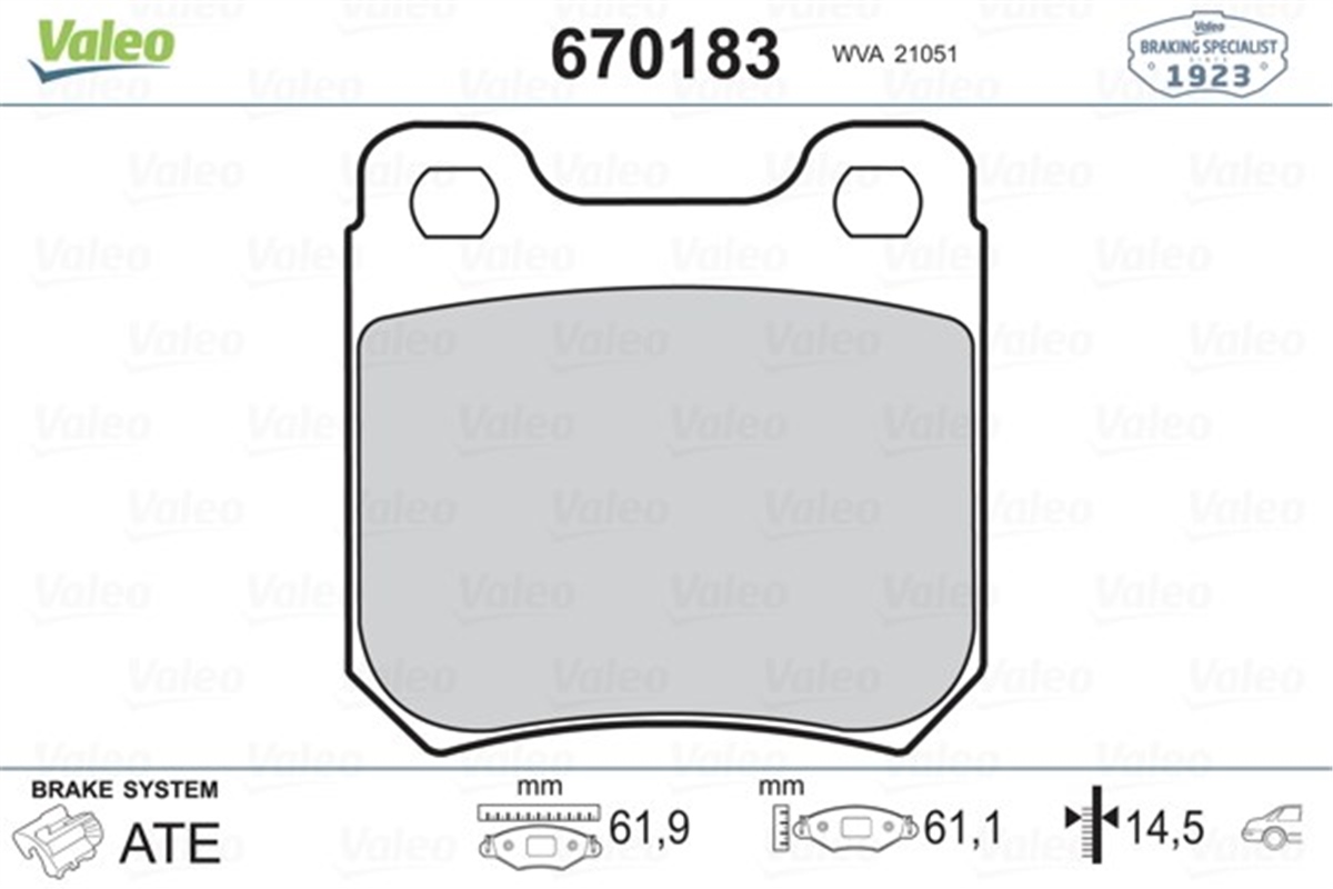 VECTRAARKA BALATA VECTRA B 95-00 OMEGA A 86-94 VALEO 670183VALEOVALEO 670183
