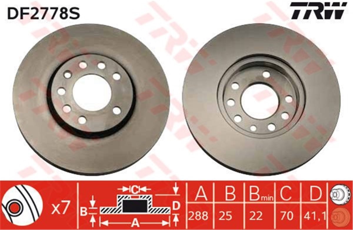 VECTRAFREN DİSKİ ÖN TAKIM 569056 OPEL VECTRA B 96-01 X16XEL-Z16XE-X20DTH-X18XE1-X25XE TRW TRW DF2778STRWTRW DF2778S
