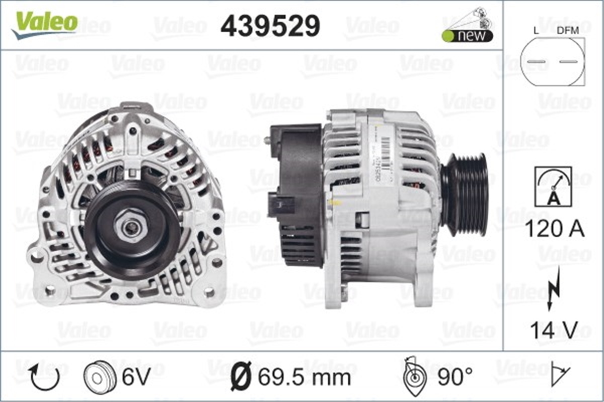 VOLKSWAGENALTERNATÖR VOLKSWAGEN LT 2835 2845 VALEO 439529VALEOVALEO 439529