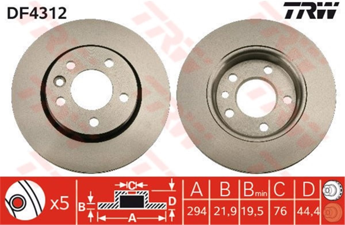 VOLKSWAGENFREN DİSKİ ARKA 28682 / DDF1286 (TAKIM FİYAT) 7H0615601B VW T5-T6 04- BM TRW TRW DF4312TRWTRW DF4312