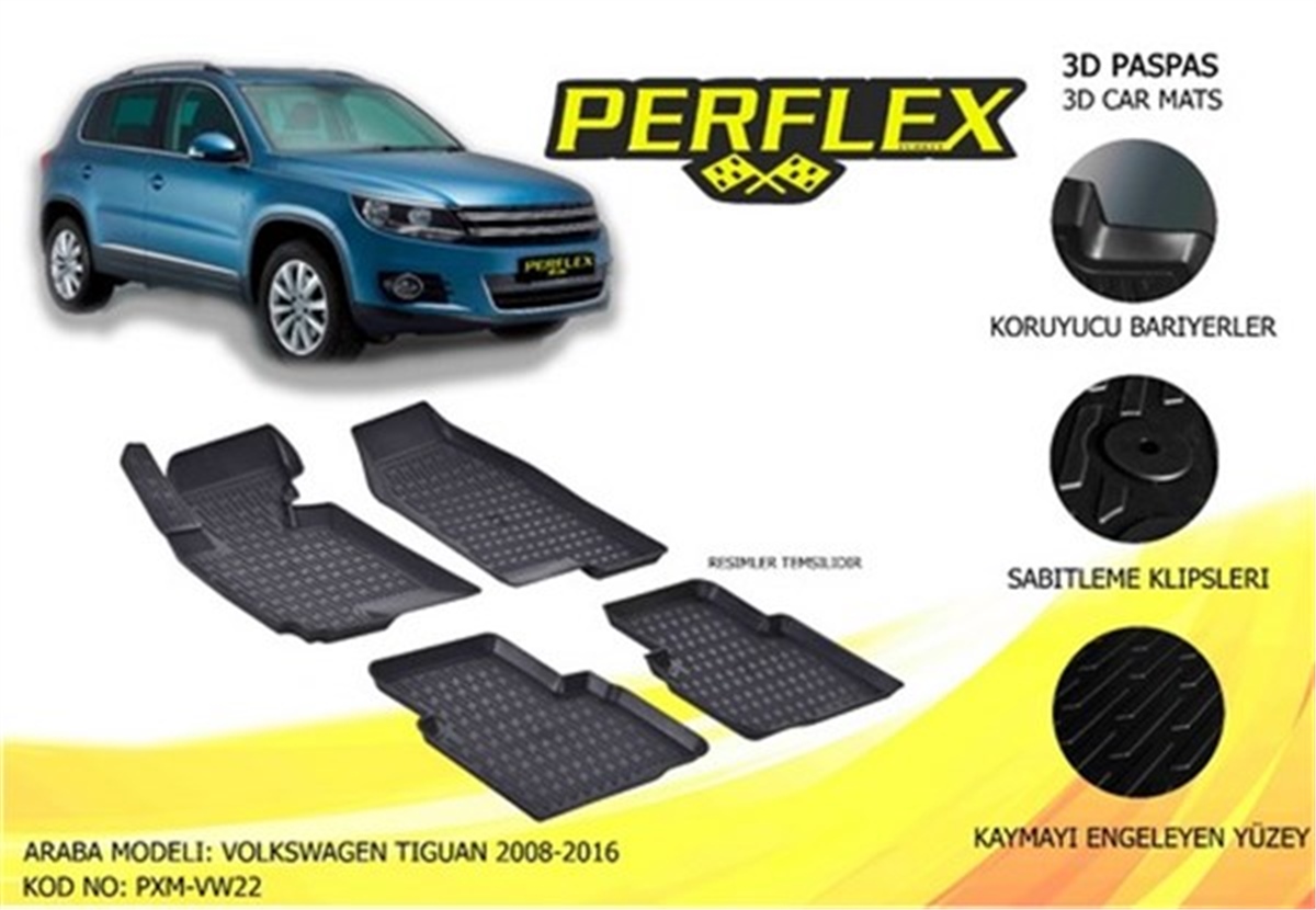 VOLKSWAGENPASPAS 3D X-MAT HAVUZLU VOLKSWAGEN TIGUAN 08-16 SİYAH PERFLEX PXM-VW22PERFLEXPERFLEX PXM-VW22