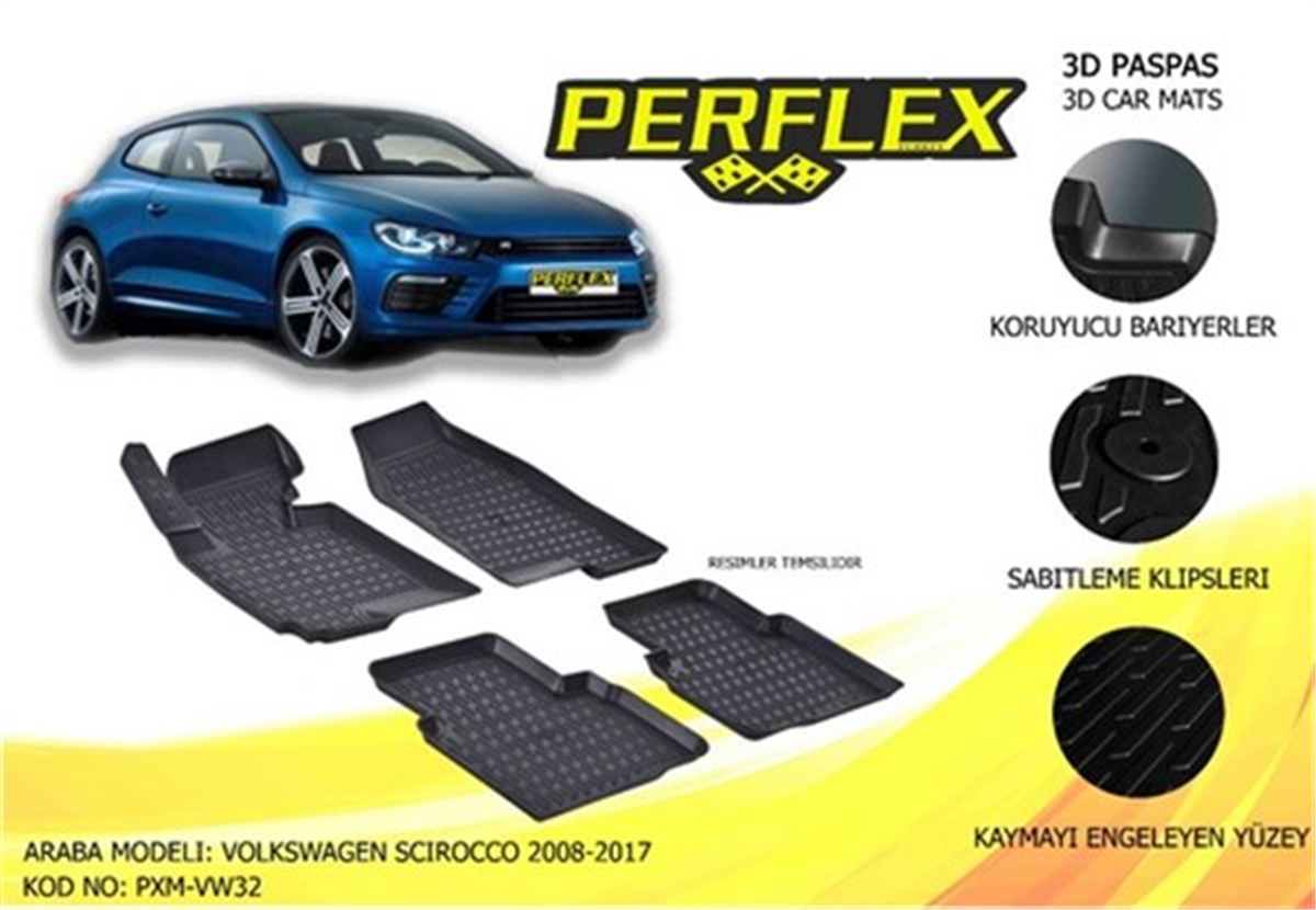 VOLKSWAGENPASPAS 3D X-MAT HAVUZLU VOLKSWAGEN SCIROCCO 09 SİYAH PERFLEX PXM-VW32PERFLEXPERFLEX PXM-VW32