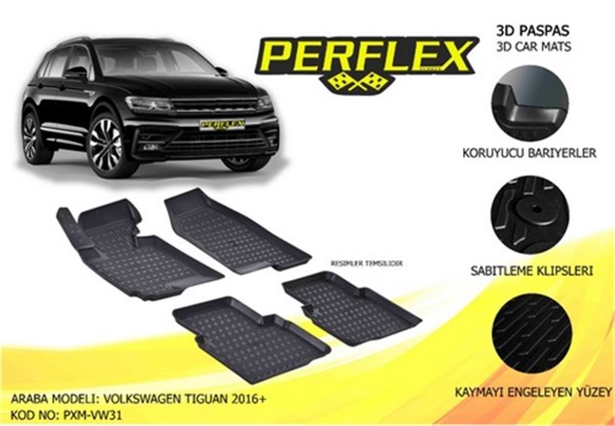 VOLKSWAGENPASPAS 3D X-MAT HAVUZLU VOLKSWAGEN TIGUAN 16 SİYAH PERFLEX PXM-VW31PERFLEXPERFLEX PXM-VW31