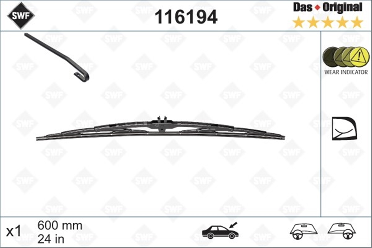VOLKSWAGENSİLECEK SÜPÜRGESİ SAĞ SWF 7H1955426 VW T5 04- BM (600 MM) VALEO VAL 116194VALEOVALEO 116194