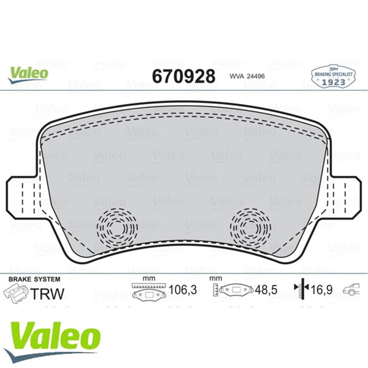 VOLVOARKA BALATA MONDEO 07 GALAXY 06 SMAX 06 VOLVO S60 S80 06 V70 07 V60 XC60 FREELANDER 2.2 06 VALEO 670928VALEOVALEO 670928
