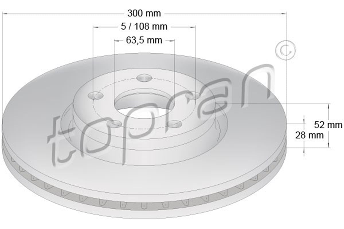 VOLVOÖN FREN AYNASI MONDEO 07 SMAX07 GALAXY 06 VOLVO S60 10 S80 07 V60 V70II XC70 FREELANDER 2.2 300MM TOPRAN 304437755TOPRANTOPRAN 304437755