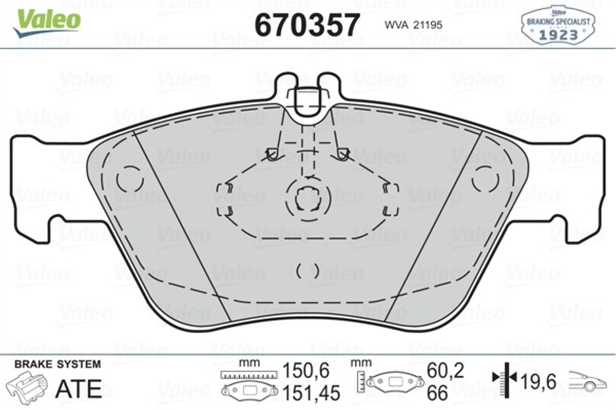W140ÖN BALATA MERCEDES W210 95-02 W202 C SERİSİ-CLK-E SERİSİ-SLK 96 00 S202 C208 R170 C140 VALEO 670357VALEOVALEO 670357