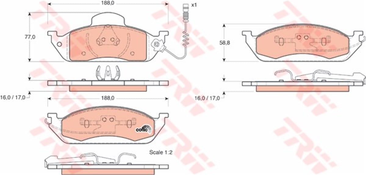 W163ÖN BALATA FİŞLİ MERCEDES W163 ML230 12-98 ML270 8-99 ML320 12-98 ML430 11-98-8-99 TRW GDB1378TRWTRW GDB1378
