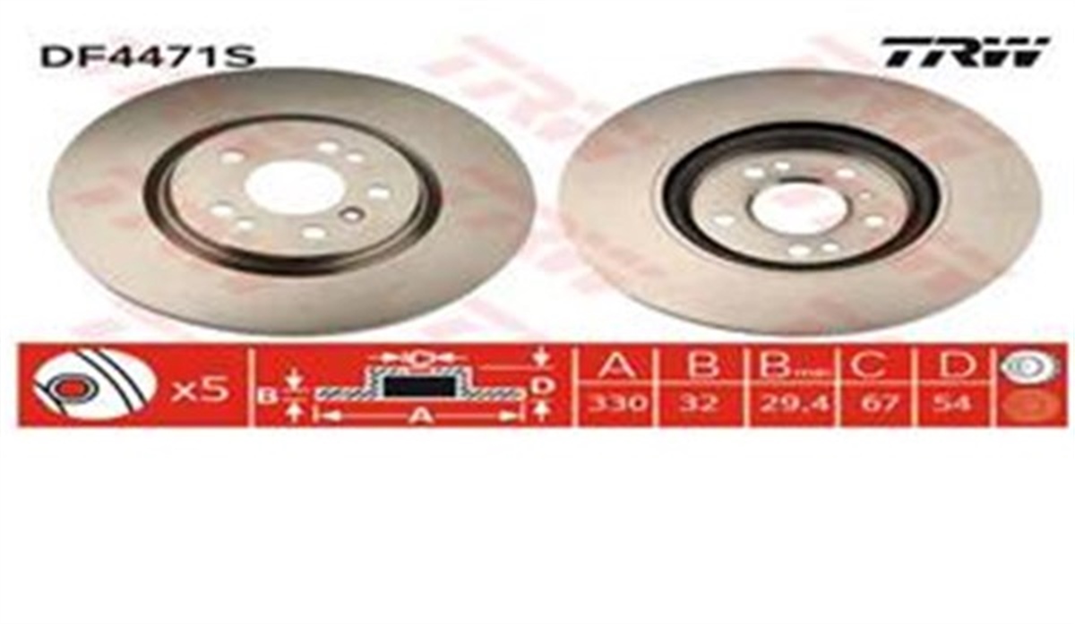 W164ÖN FREN AYNASI MERCEDES W164 M SERİSİ 05 10 W251 07 R SERİSİ 330X32X5DLXJHAVALI TRW DF4471STRWTRW DF4471S