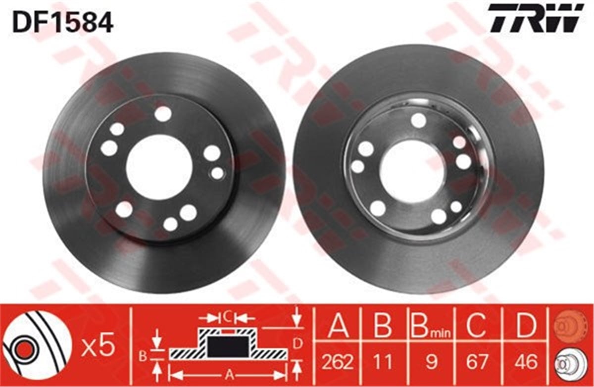W201ÖN FREN AYNASI MERCEDES W201 190 2.0 82-92 -190D 2.0. 2.5 83-90 -190E-1.8-2.0-2.3-2.6 82-93 TRW DF1584TRWTRW DF1584