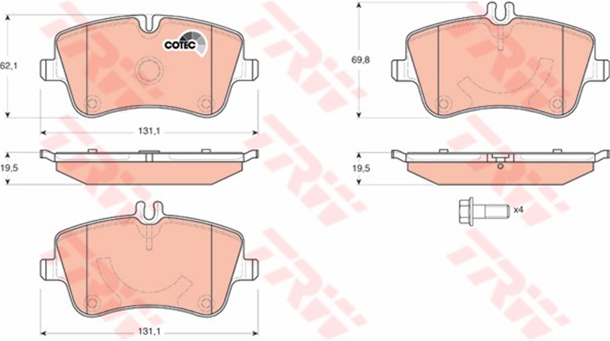 W203GDB1514 ÖN BALATA MERCEDES W203 C180-C200-C240-C320 CLC 160-180-200-220 00-07 CL203 A209 R171 TRW GDB1413TRWTRW GDB1413