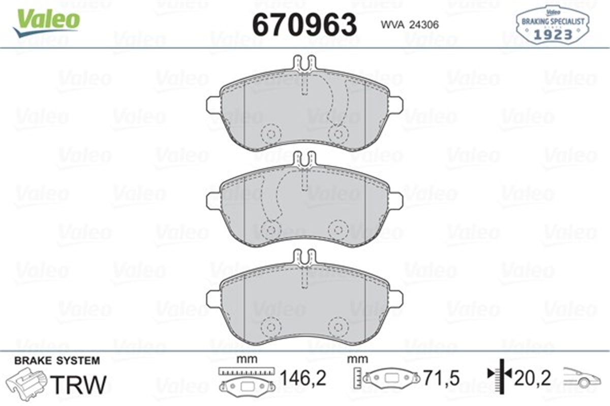 W204ÖN BALATA MERCEDES W204 C CLASS -C200 CDI-C220 CDI-C280-C280 4-MATİC-S204 C230-C180 KOMP 07 W212 VALEO 670963VALEOVALEO 670963