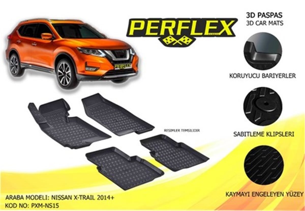 X-TRAILPASPAS 3D X-MAT HAVUZLU NISSAN X-TRAIL 14 SİYAH PERFLEX PXM-NS15PERFLEXPERFLEX PXM-NS15