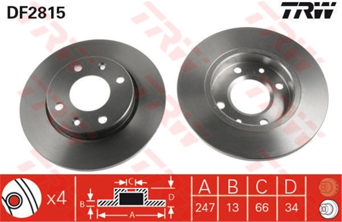 XSARAFREN DİSKİ ÖN TAKIM HAVA SOĞUTMASIZ 4246.R8 / 4249.A5 PSA 206/306/XSARA 99- B.M TRW TRW DF2815TRWTRW DF2815