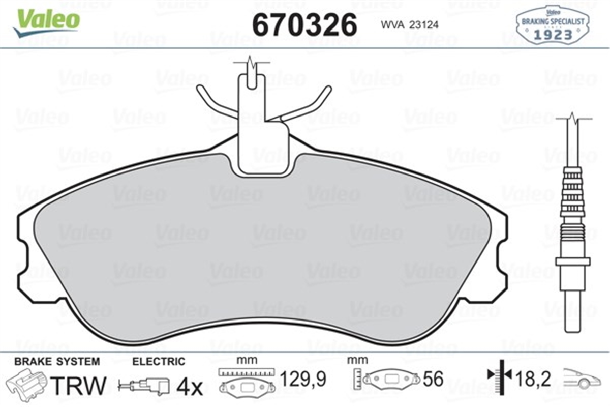 XSARAÖN BALATA PARTNER-BERLINGO 07-96 XSARA 04-97 P306 05-93-05-01 FİŞLİ VALEO 670326VALEOVALEO 670326