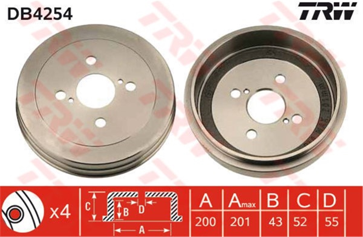 YARISARKA KAMPANA YARIS 1.0-1.3-1.4-VERSO1.3-1.5 00-05 TRW DB4254TRWTRW DB4254