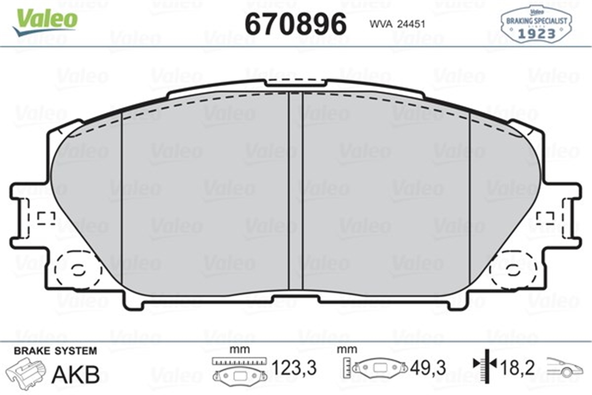 YARISÖN BALATA TOYOTA YARIS 1.0 VVT-I 01-2006 11 ABS SİZ VALEO 670896VALEOVALEO 670896