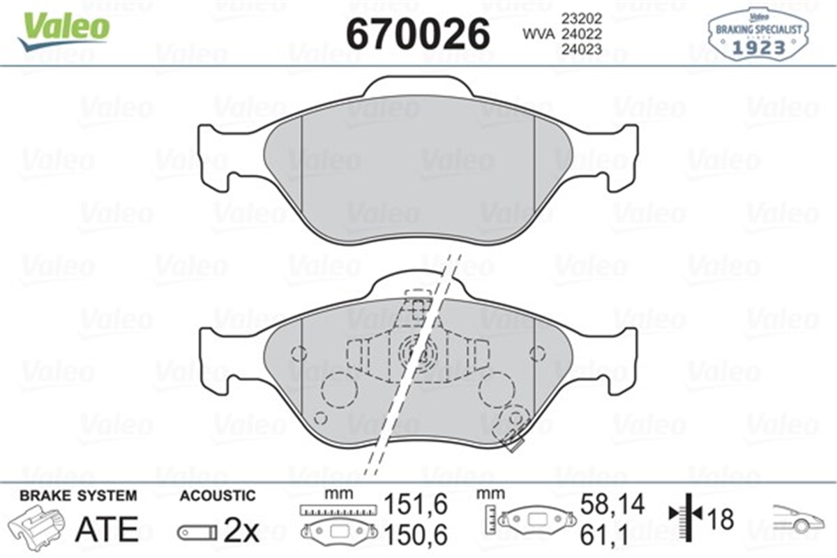 YARISÖN BALATA YARIS 1.0VVTİ 1.3VVTİ 1.4D4D 06 09 11 VALEO 670026VALEOVALEO 670026