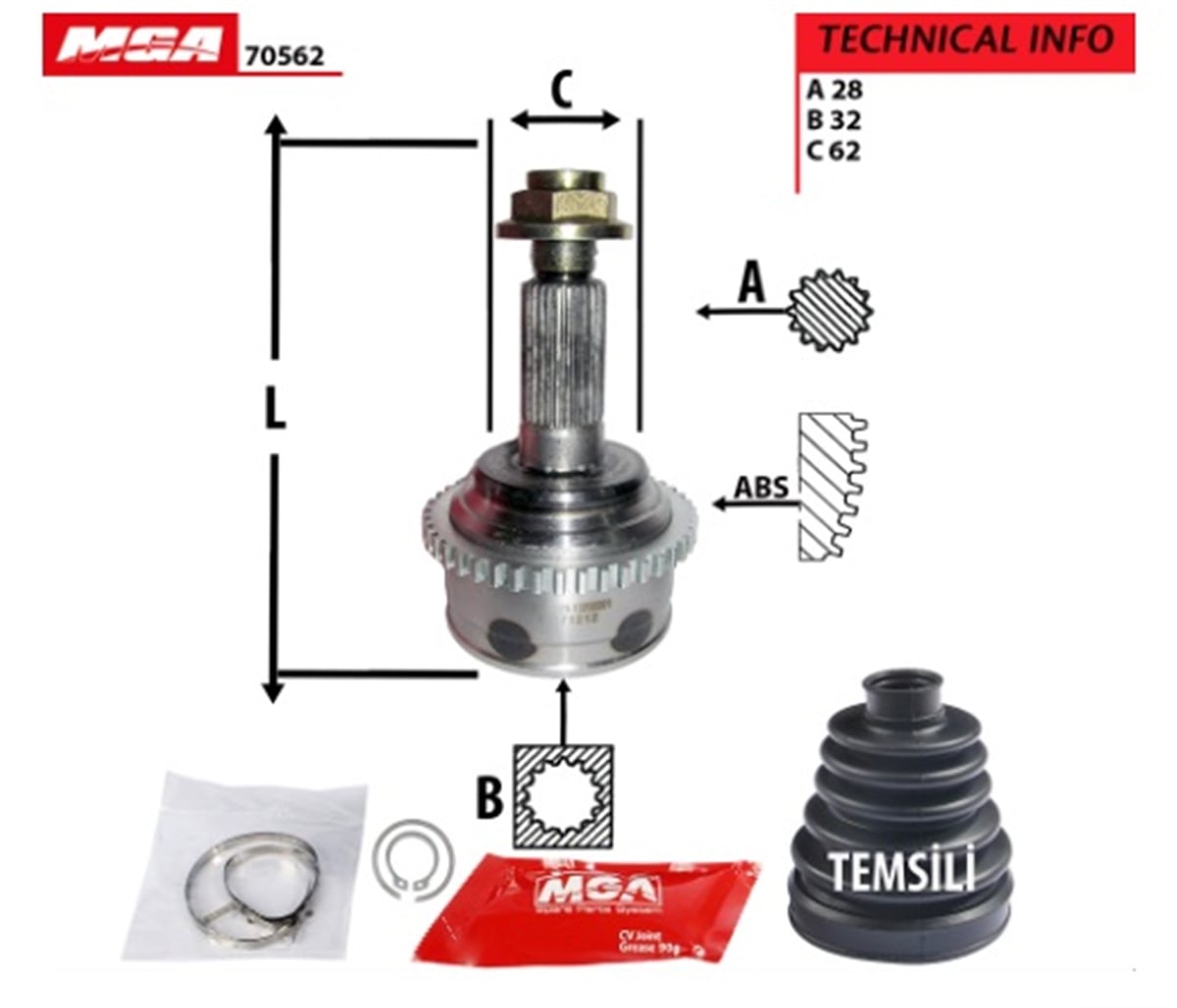 YEDEK PARÇAAKS KAFA DIS-ABSLI-MAZDA-6 03>10 