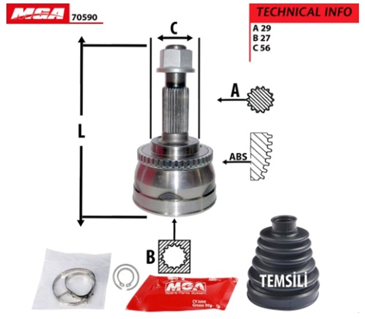 YEDEK PARÇAAKS KAFA DIS ABSLI-NISSAN MAXIMA 00>10   -MGA-70590MGAMGA-70590