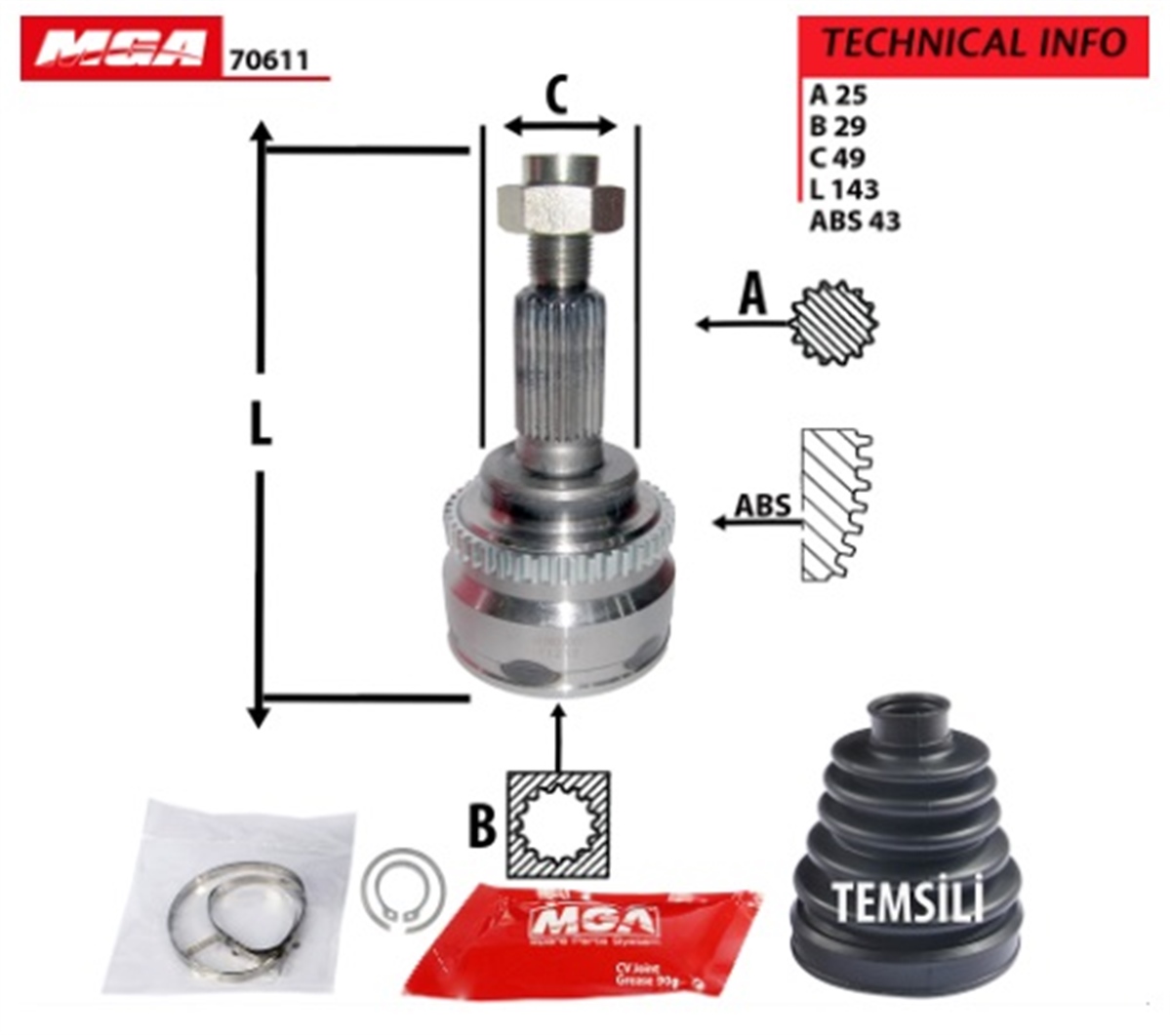 YEDEK PARÇAAKS KAFA DIS ABSLI-SUZUKI SWIFT 04>11 