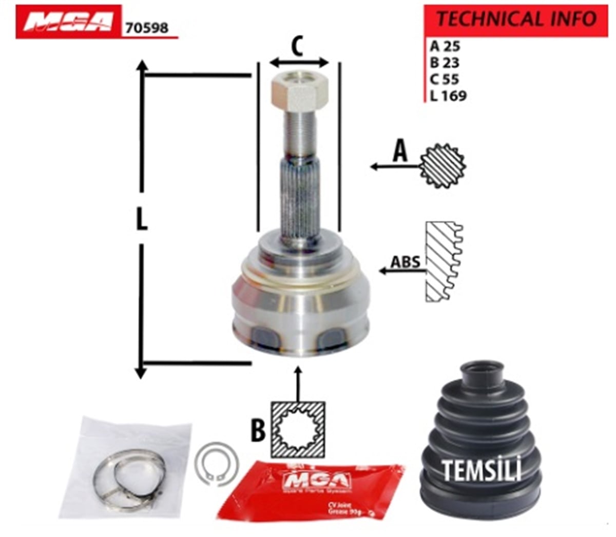 YEDEK PARÇAAKS KAFA DIS-NISSAN SUNNY 90>96  25×23×55 39101-0M905 -MGA-70598MGAMGA-70598