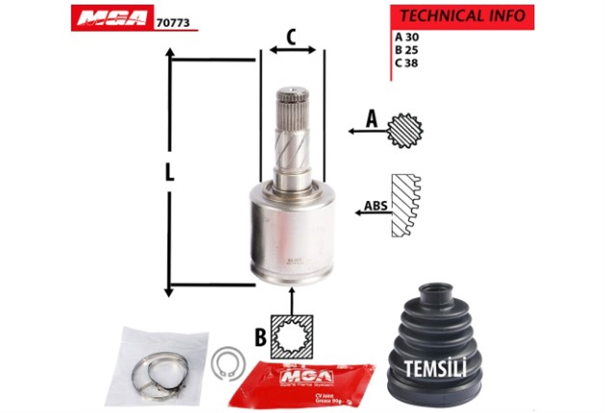 YEDEK PARÇAAKS KAFA IC SOL-KIA SORENTO 02>05    30×25×38 49592-3E000 -MGA-70773MGAMGA-70773