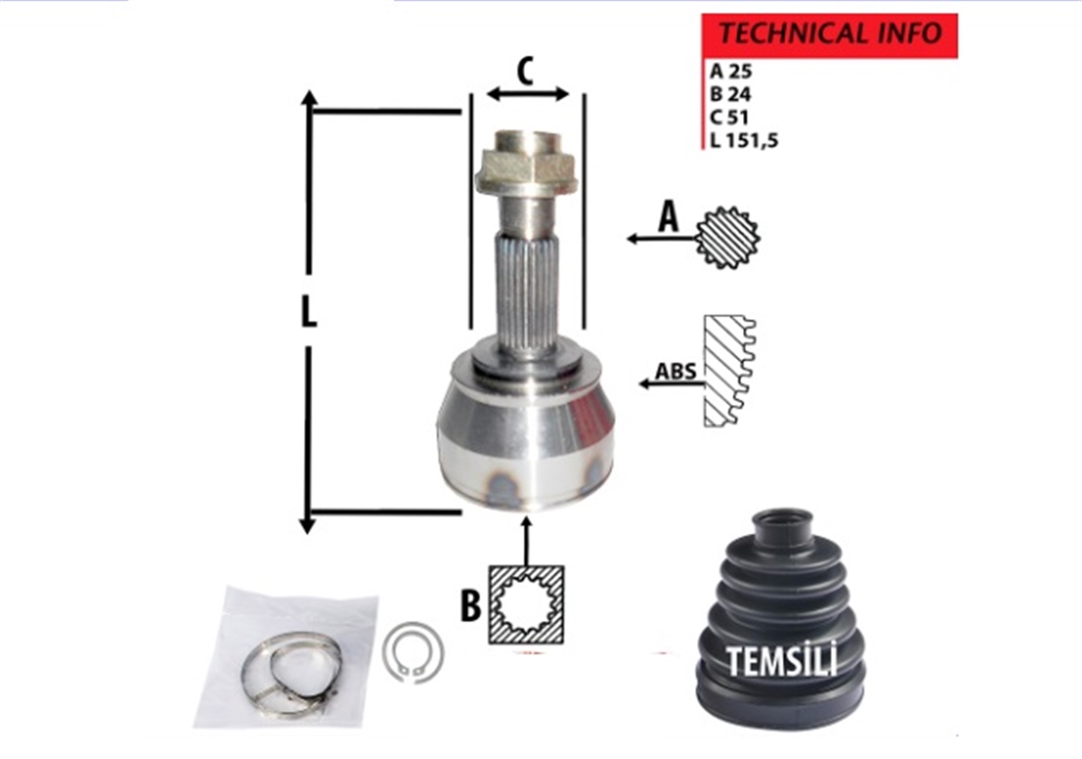 YEDEK PARÇAAKS KAFASI DIŞ ALBEA 1.3/DOBLO 1.9 JTDZENONZEN-FI4101