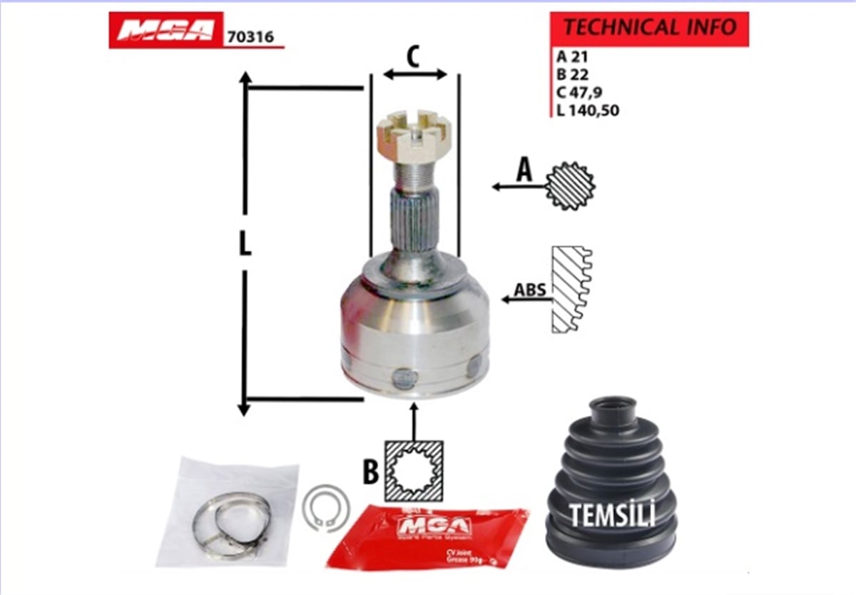 YEDEK PARÇAAKS KAFASI DIS  CITROEN  C3 1.4IE  3272ES -MGA-70316MGAMGA-70316