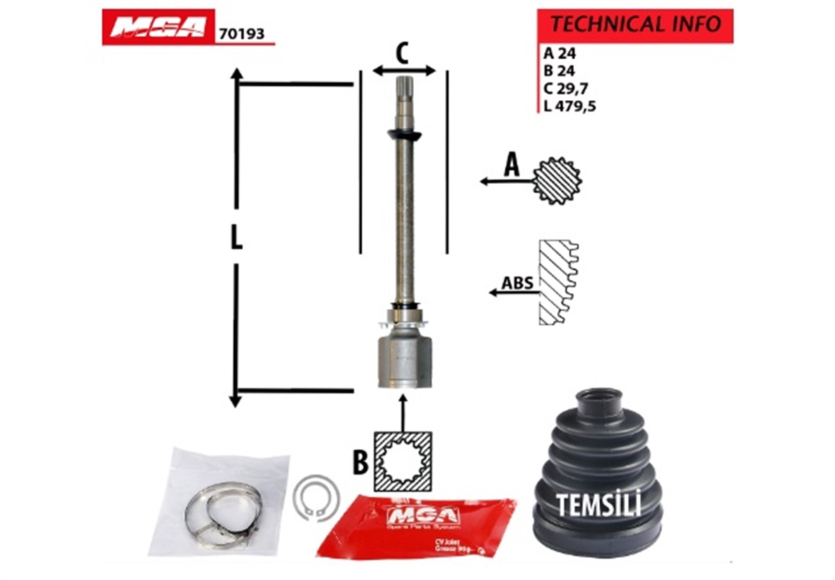 YEDEK PARÇAAKS KAFASI DIS -  FIAT  LINEA 1.4 TJET 1.3 MJTD 90PS 07- / FIAT  GRANDE PUNTO 1.4T-JET 07- PUNTO EVO 1.3JTD 09-12  46308551 -MGA-70192MGAMGA-70192