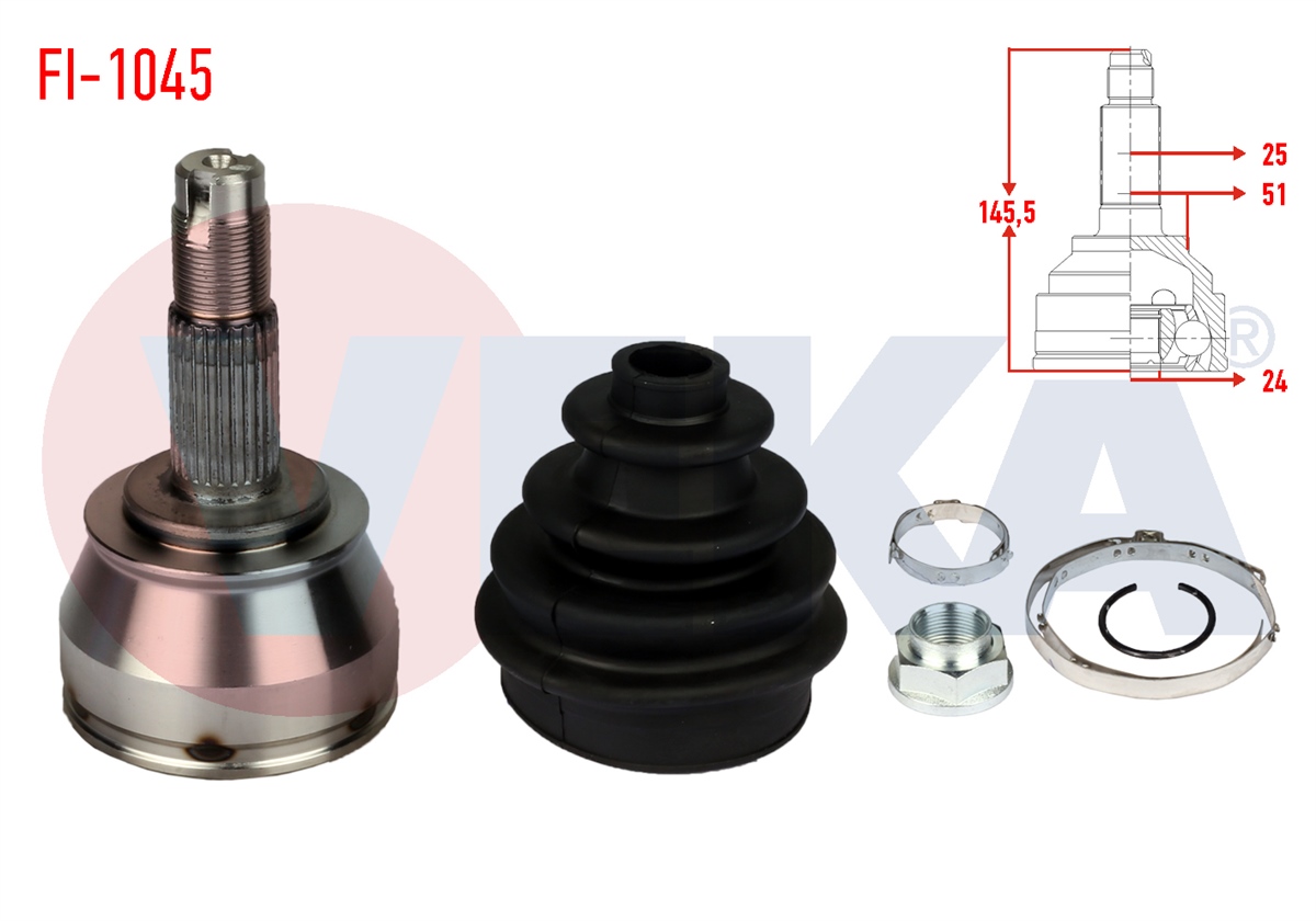YEDEK PARÇAAKS KAFASI DIŞ FİORİNO 225 1.3 MJT 25X24X51 UZUNLUK 1465 mm 2007>VEKAFI-1045