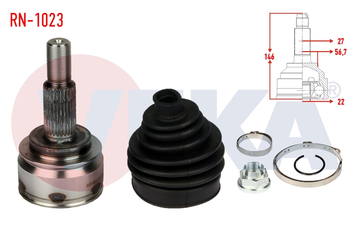 YEDEK PARÇAAKS KAFASI DIŞ KANGOO KW0/1 1.5 DCI 5 VİTES 27X22X567 UZUNLUK 146 mm 2008>VEKARN-1023
