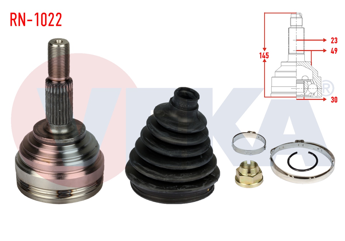 YEDEK PARÇAAKS KAFASI DIŞ MEGANE II BM0/1CM0/1 1.5 DCI A-T/M-T 23X30X49mm UZUNLUK 145mm 2002-2008VEKARN-1022