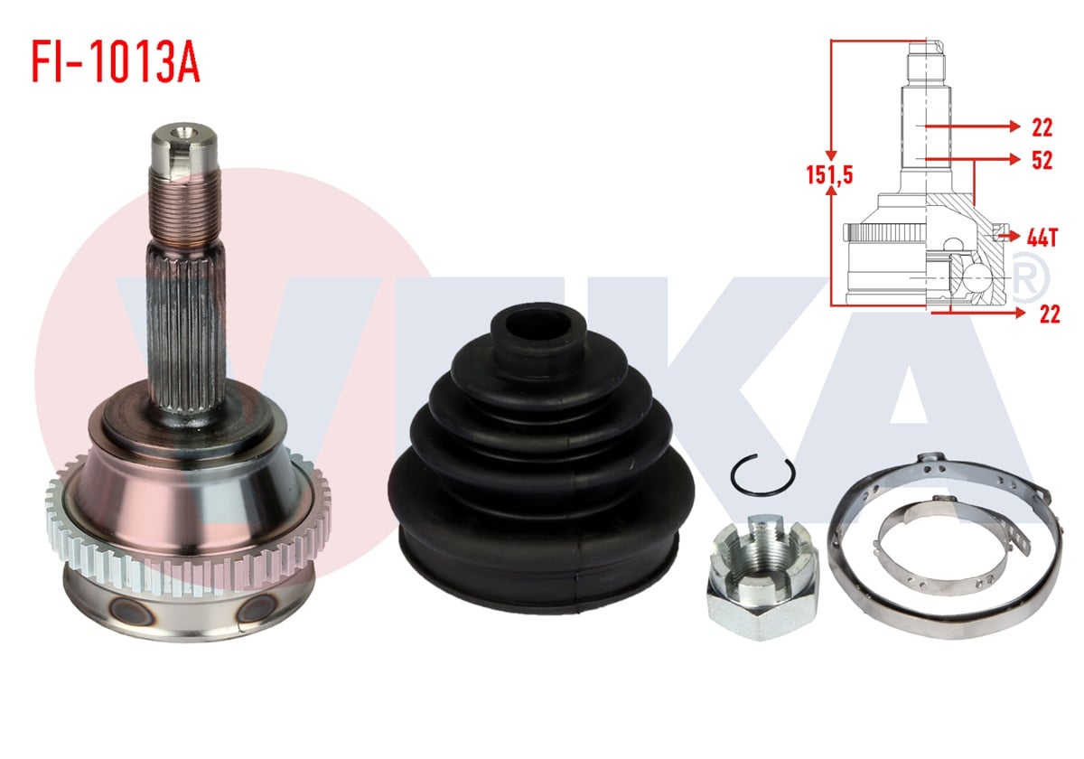 YEDEK PARÇAAKS KAFASI DIŞ PALİO 178BX 178DX 1.6i 16v ABSLI 44 DIŞ 22X22X52 UZUNLUK 1492 mm 1996-2005VEKAFI-1013A