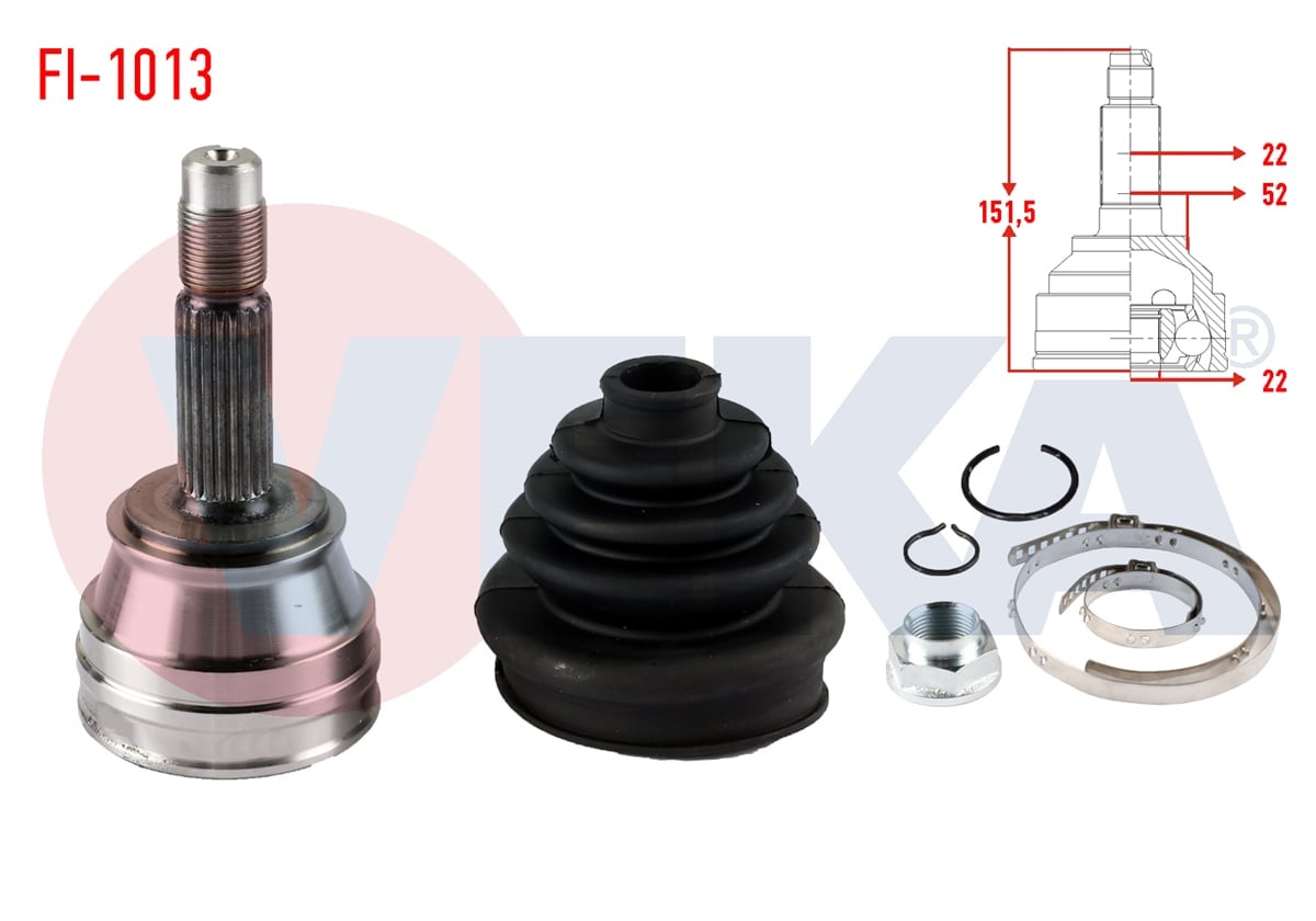YEDEK PARÇAAKS KAFASI DIŞ PALİO 178BX 178DX 1.6i 16v 22X22X52 UZUNLUK 1492 mm 1996-2005VEKAFI-1013