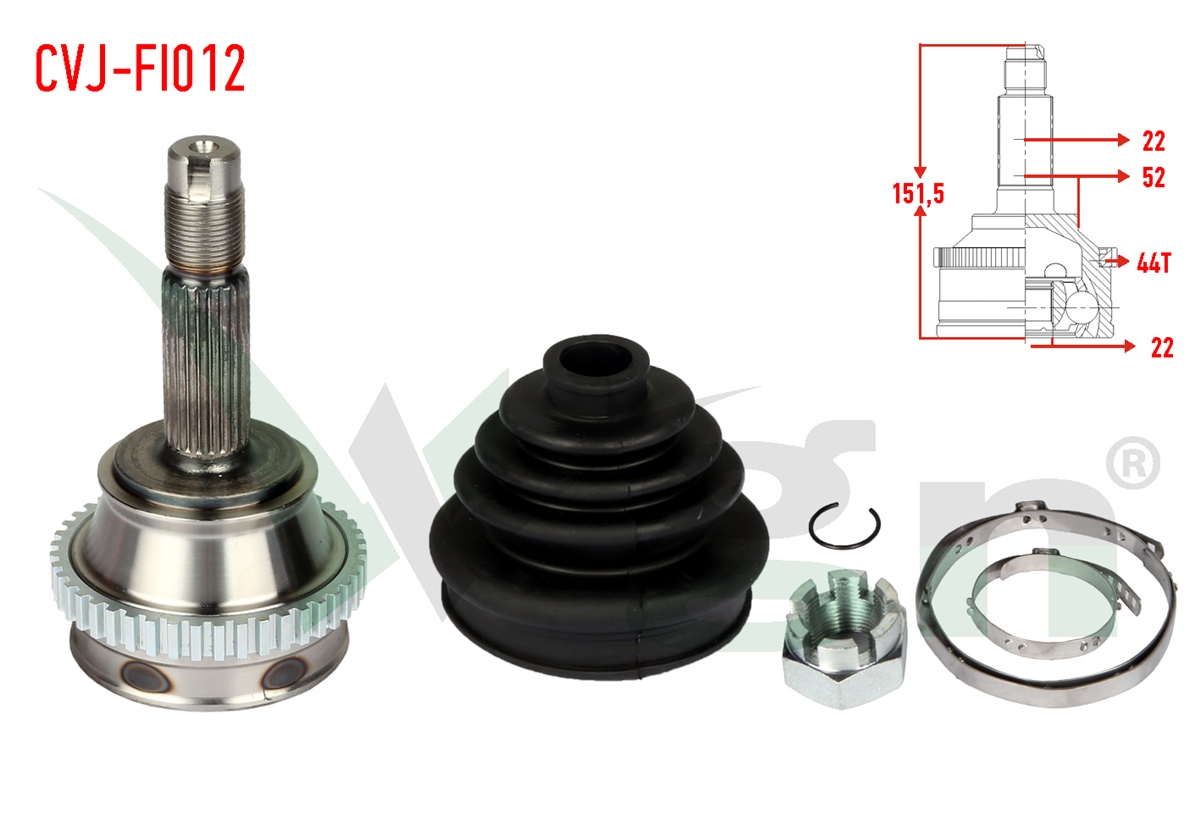 YEDEK PARÇAAKS KAFASI DIŞ PALİO 178BX 178DX 1.6i 16v ABSLI 44 DIŞ 22X22X52 UZUNLUK 1492 mm 1996-2005WAGENCVJ-FI012