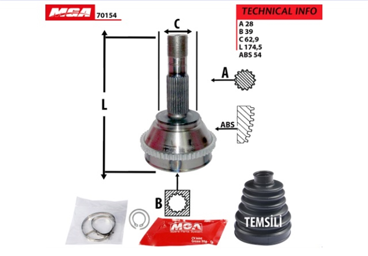 YEDEK PARÇAAKS KAFASI DIS -  PEUGEOT  BOXER CITROEN  JUMPER FIAT  DUCATO 14Q  28×39×62.9 9566722180 -MGA-70154MGAMGA-70154