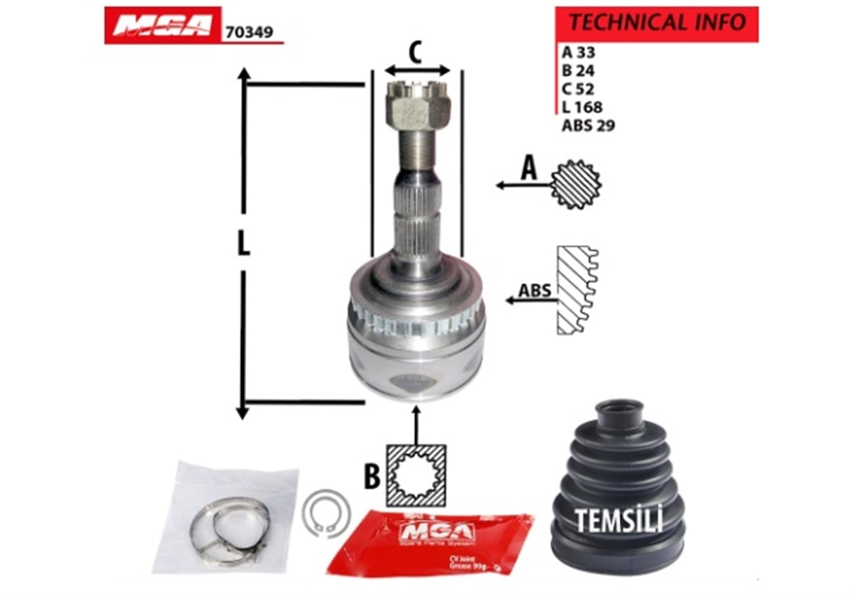 YEDEK PARÇAAKS KAFASI DIS SAG SOL  OPEL  CORSA C 1.6 1.7CDTI Z17DTH 03--  1603261 -MGA-70349MGAMGA-70349