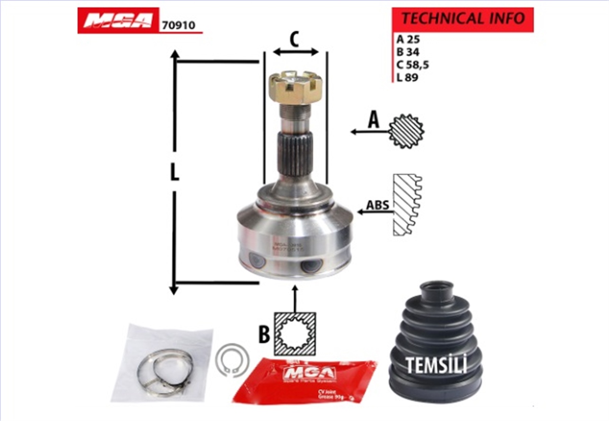 YEDEK PARÇAAKS KAFASI DIS SAG/SOL -  CITROEN C5I C5II DV6 1.6HDI EW7A EW7J4 EW10A  32734T -MGA-70910MGAMGA-70910