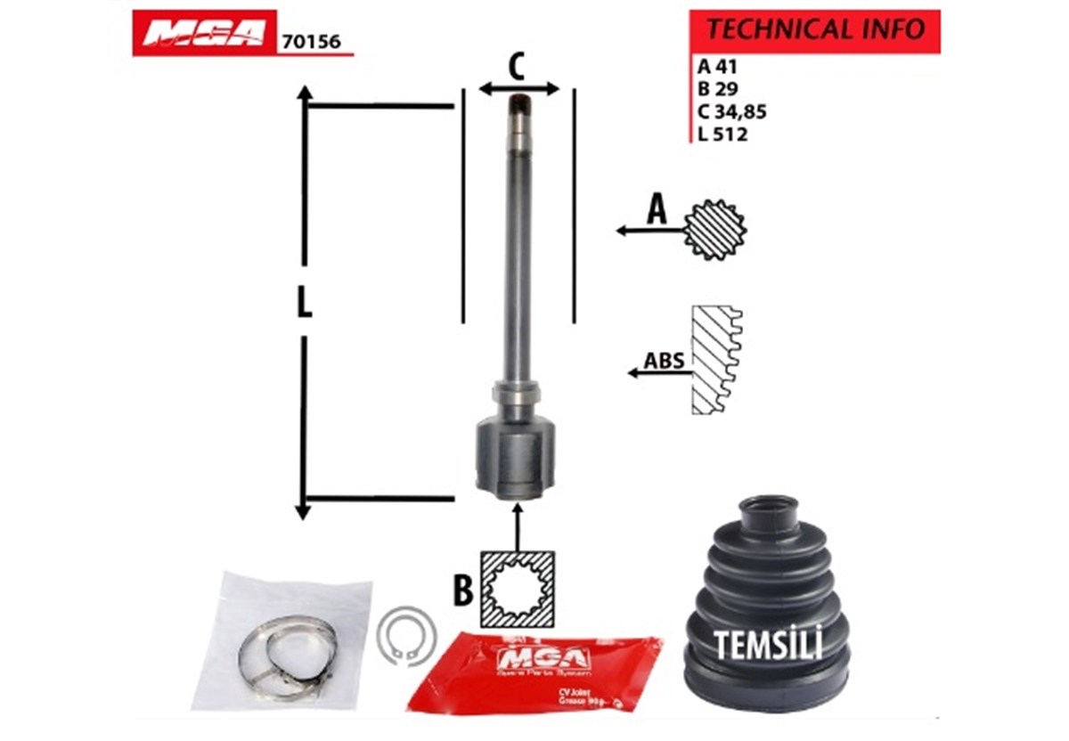 YEDEK PARÇAAKS KAFASI IC SAG MAFSALLI  FIAT  DUCATO PEUGEOT  BOXER CITROEN  JUMPER 2.2MJTD 2.3MJTD 3.0MJTD 06--  1349785080 -MGA-70156MGAMGA-70156
