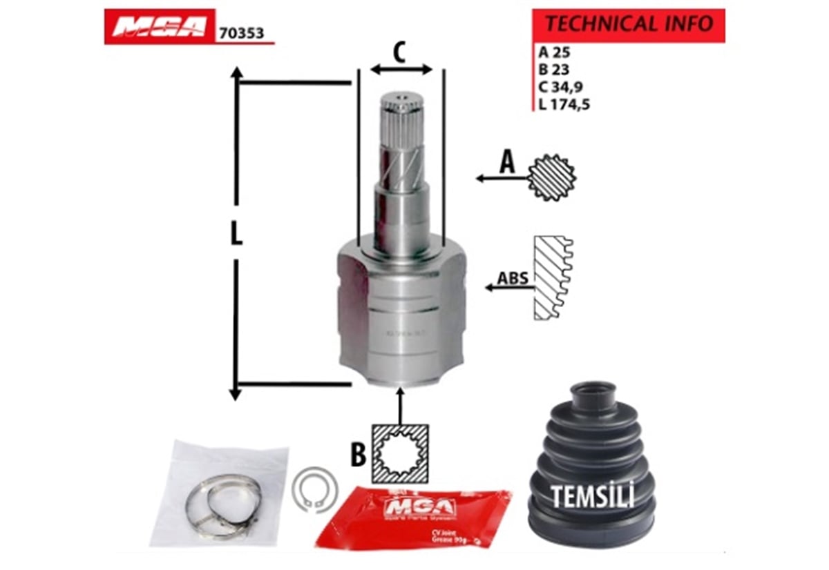 YEDEK PARÇAAKS KAFASI IC SAG  OPEL  CORSA D 1.3DTH 07--  1603408 -MGA-70353MGAMGA-70353