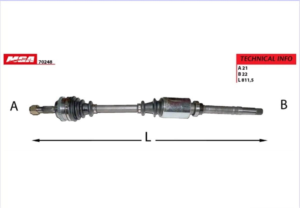 YEDEK PARÇAAKS SAG ABSLI 48D  PEUGEOT  106GTI CITROEN  SAXO VTS 1.6  99--  32737Q -MGA-70248MGAMGA-70248